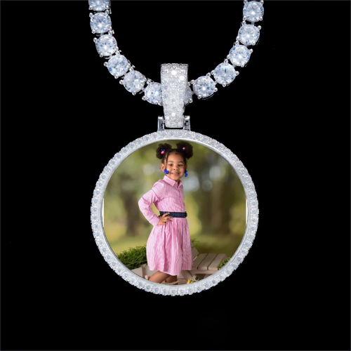 925S & VVS Moissanite 3D Circle Custom Picture Pendant