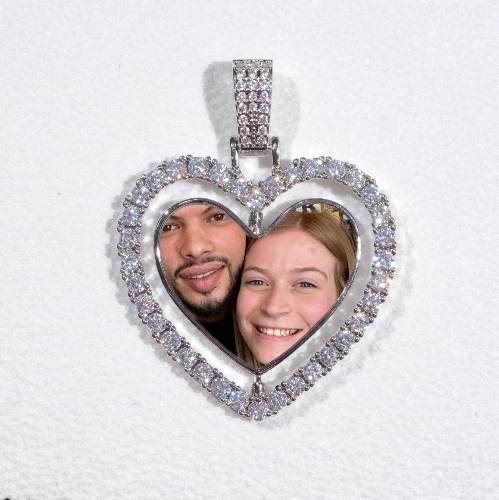 3D Spinning 2-Faced Heart Custom Picture Pendant