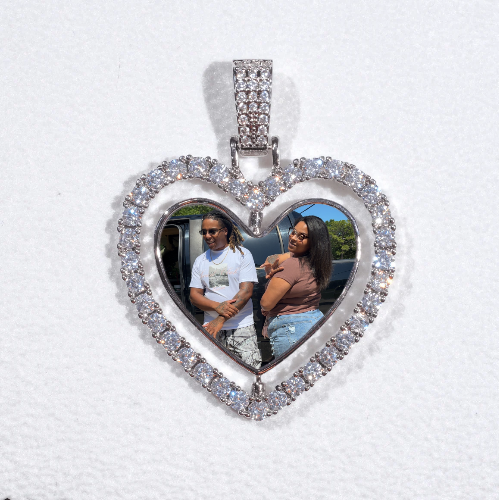 3D Spinning 2-Faced Heart Custom Picture Pendant