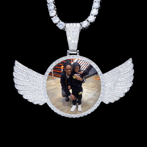 925S & VVS Moissanite 3D Wing Custom Picture Pendant