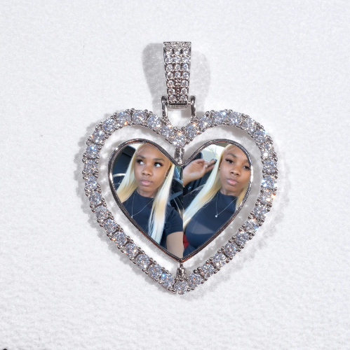 3D Spinning 2-Faced Heart Custom Picture Pendant