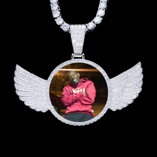 925S & VVS Moissanite 3D Wing Custom Picture Pendant