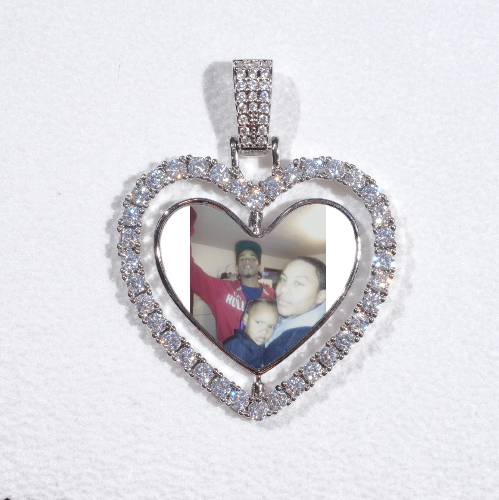 3D Spinning 2-Faced Heart Custom Picture Pendant