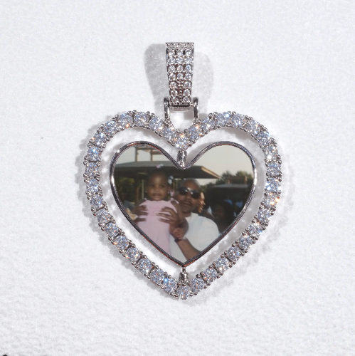 3D Spinning 2-Faced Heart Custom Picture Pendant