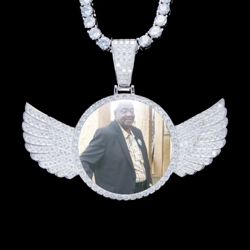 925S & VVS Moissanite 3D Wing Custom Picture Pendant