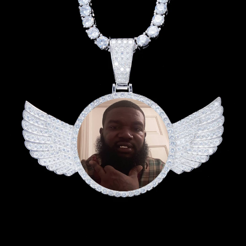 925S & VVS Moissanite 3D Wing Custom Picture Pendant