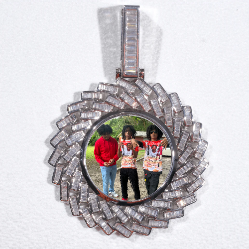 Large 3D Baguette Custom Picture Pendant
