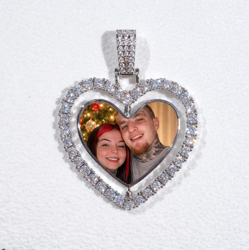 3D Spinning 2-Faced Heart Custom Picture Pendant