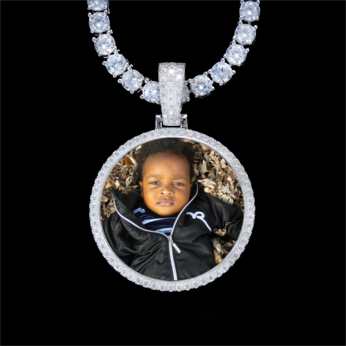 925S & VVS Moissanite 3D Circle Custom Picture Pendant