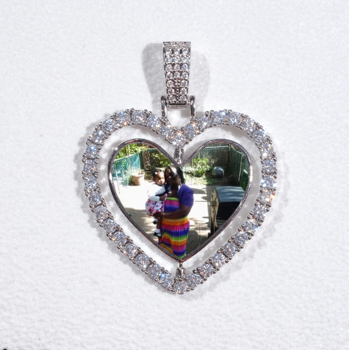 3D Spinning 2-Faced Heart Custom Picture Pendant