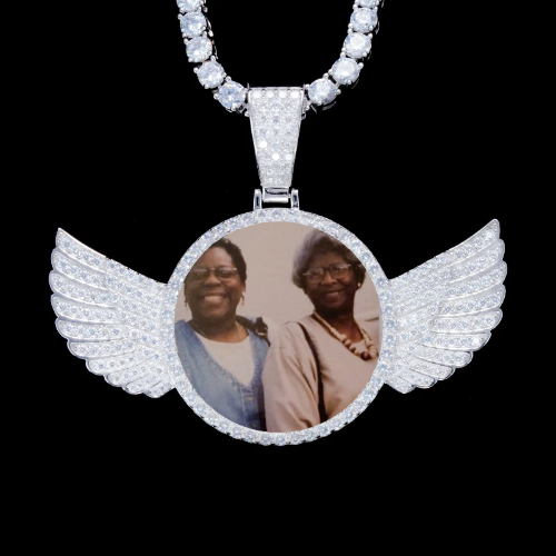 925S & VVS Moissanite 3D Wing Custom Picture Pendant