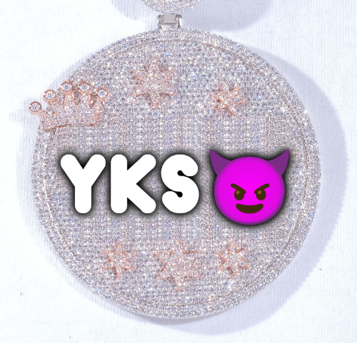 CUSTOM LETTER NECKLACE 3D BIG CROWN DISC
