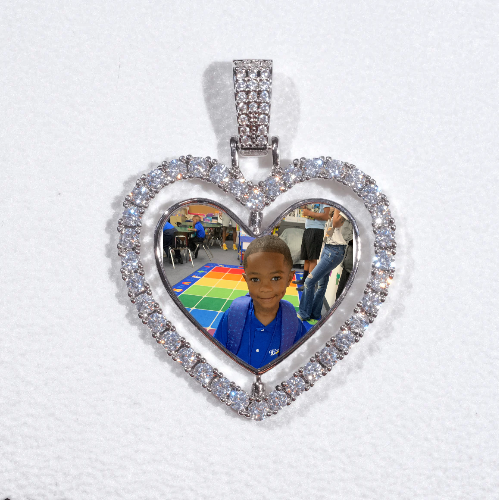 3D Spinning 2-Faced Heart Custom Picture Pendant