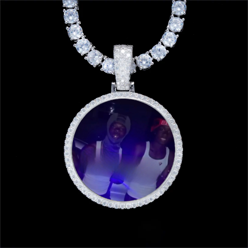 925S & VVS Moissanite 3D Circle Custom Picture Pendant