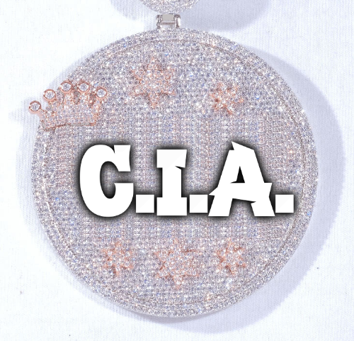 CUSTOM LETTER NECKLACE 3D BIG CROWN DISC