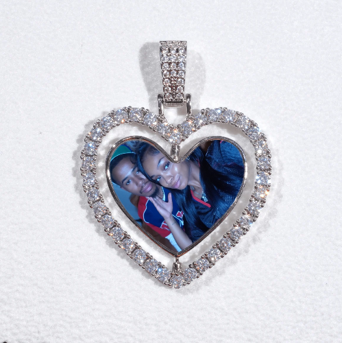 3D Spinning 2-Faced Heart Custom Picture Pendant