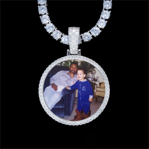 925S & VVS Moissanite 3D Circle Custom Picture Pendant