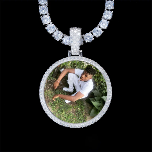 925S & VVS Moissanite 3D Circle Custom Picture Pendant