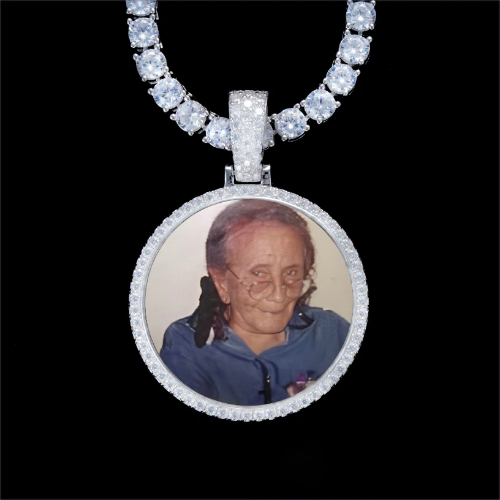 925S & VVS Moissanite 3D Circle Custom Picture Pendant