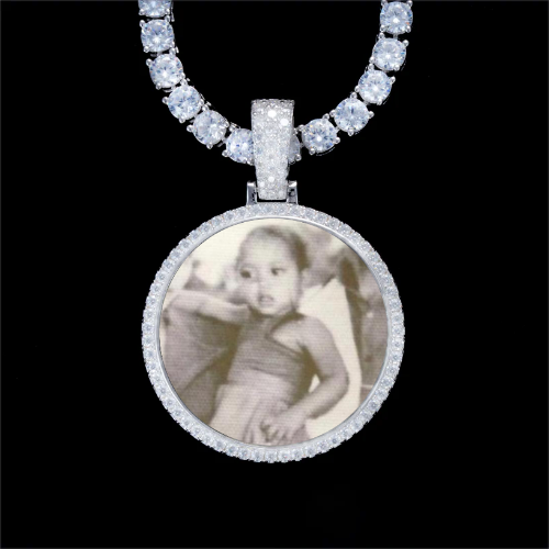 925S & VVS Moissanite 3D Circle Custom Picture Pendant