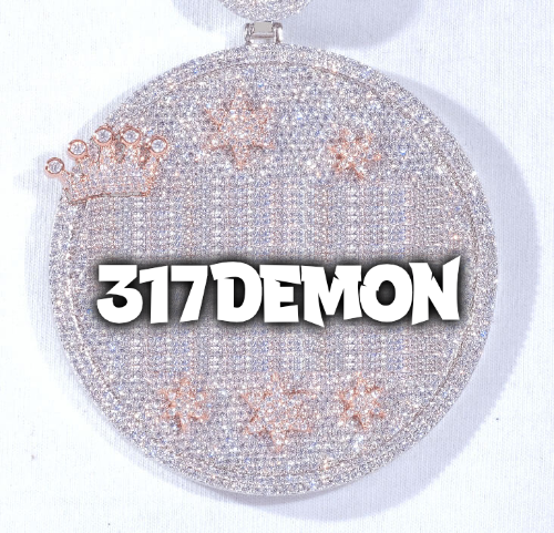 CUSTOM LETTER NECKLACE 3D BIG CROWN DISC