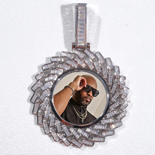 Large 3D Baguette Custom Picture Pendant