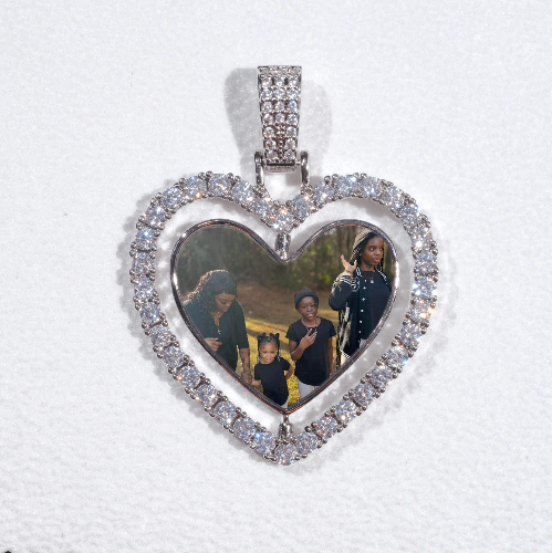 3D Spinning 2-Faced Heart Custom Picture Pendant