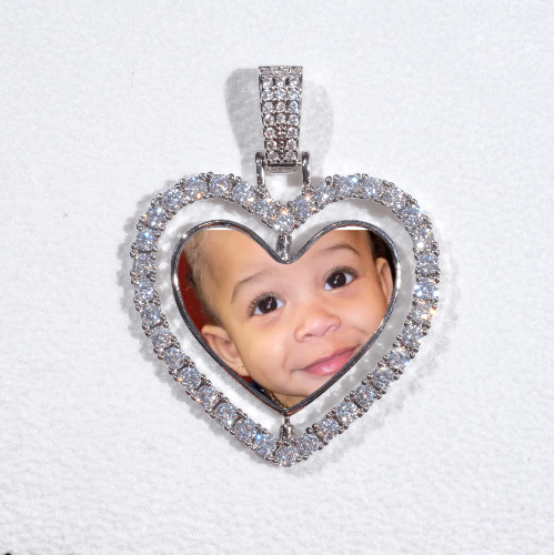 3D Spinning 2-Faced Heart Custom Picture Pendant