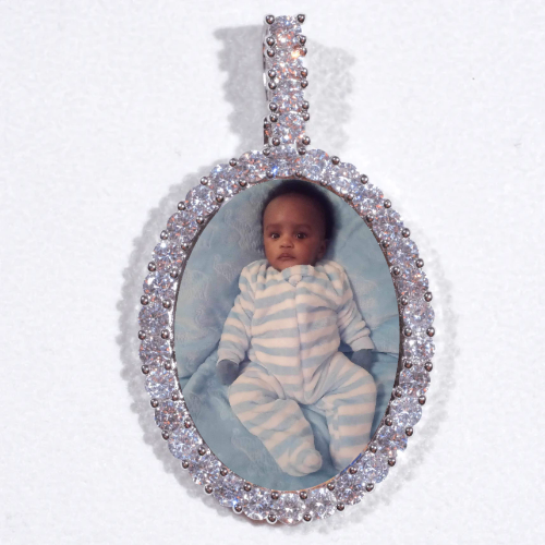 Large 3D Oval Custom Picture Pendant