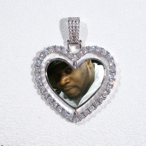 3D Spinning 2-Faced Heart Custom Picture Pendant