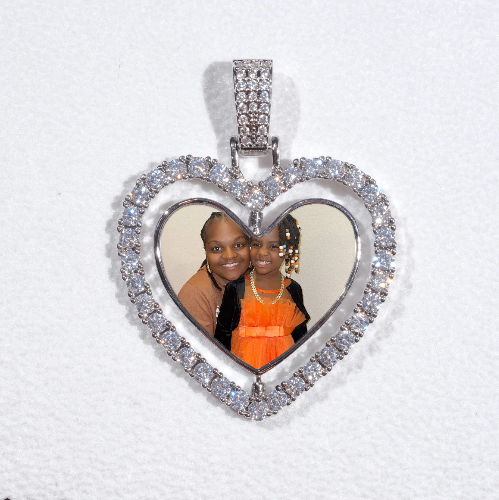 3D Spinning 2-Faced Heart Custom Picture Pendant