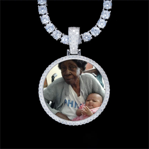 925S & VVS Moissanite 3D Circle Custom Picture Pendant