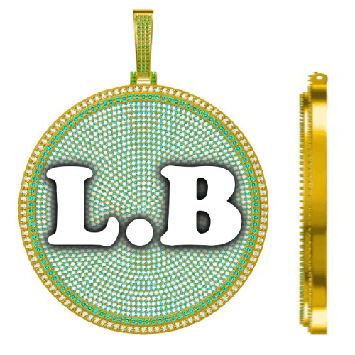 CUSTOM LETTER NECKLACE 3D BIG DISC