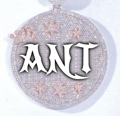CUSTOM LETTER NECKLACE 3D BIG CROWN DISC