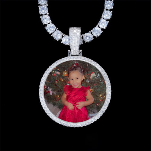 925S & VVS Moissanite 3D Circle Custom Picture Pendant