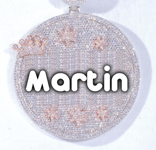 CUSTOM LETTER NECKLACE 3D BIG CROWN DISC
