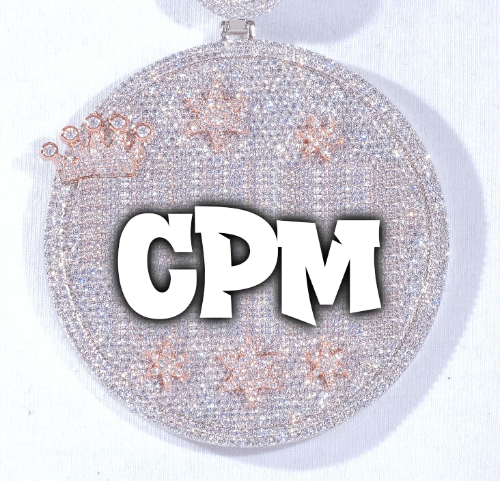 CUSTOM LETTER NECKLACE 3D BIG CROWN DISC