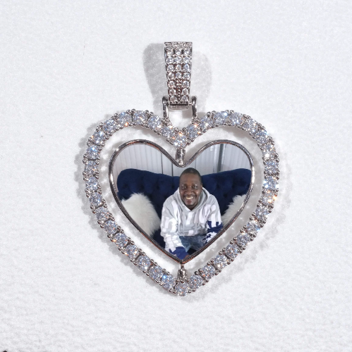 3D Spinning 2-Faced Heart Custom Picture Pendant