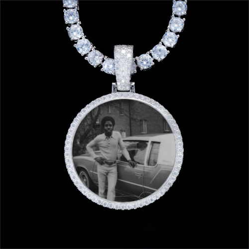 925S & VVS Moissanite 3D Circle Custom Picture Pendant