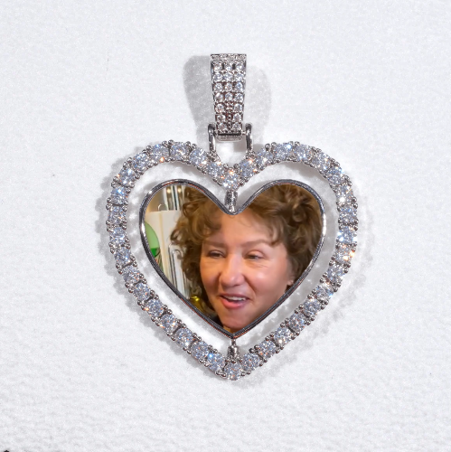 3D Spinning 2-Faced Heart Custom Picture Pendant
