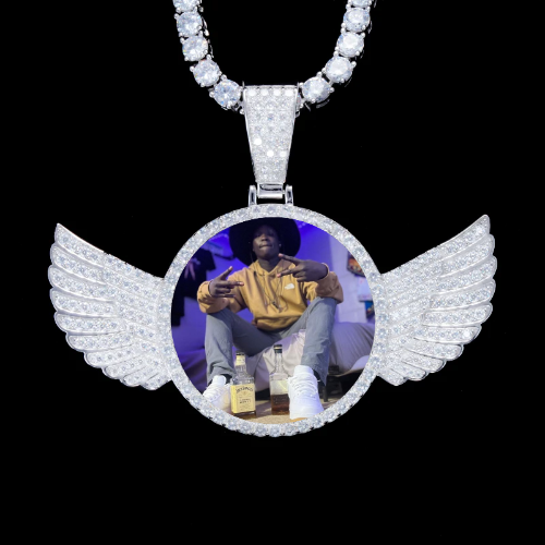 925S & VVS Moissanite 3D Wing Custom Picture Pendant