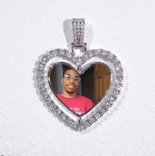 3D Spinning 2-Faced Heart Custom Picture Pendant