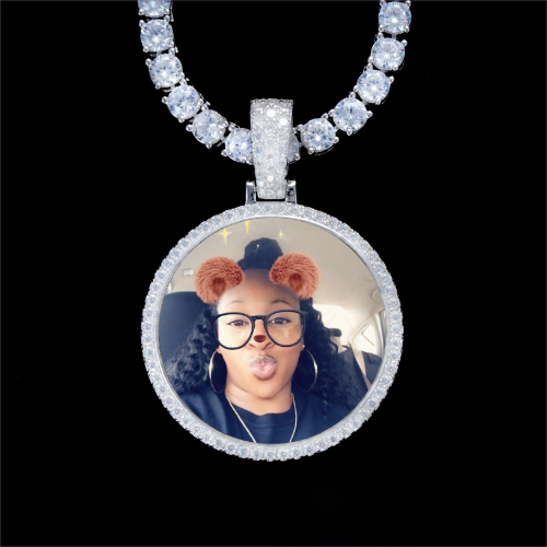 925S & VVS Moissanite 3D Circle Custom Picture Pendant