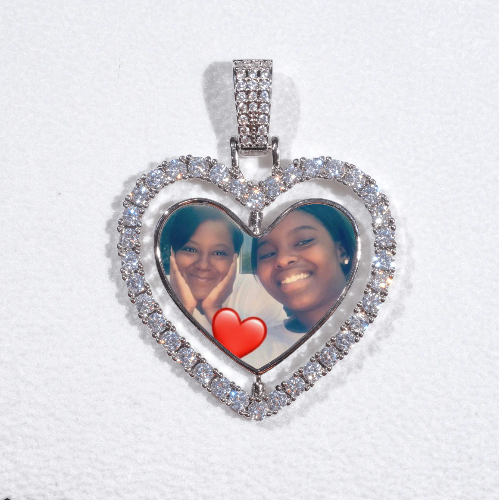 3D Spinning 2-Faced Heart Custom Picture Pendant