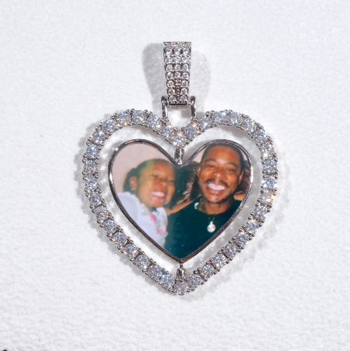 3D Spinning 2-Faced Heart Custom Picture Pendant