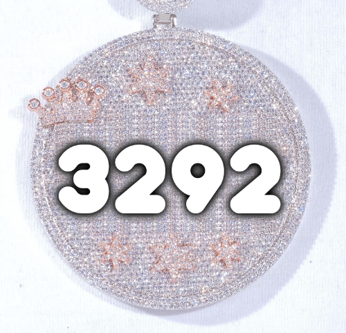 CUSTOM LETTER NECKLACE 3D BIG CROWN DISC
