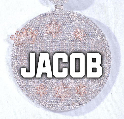 CUSTOM LETTER NECKLACE 3D BIG CROWN DISC