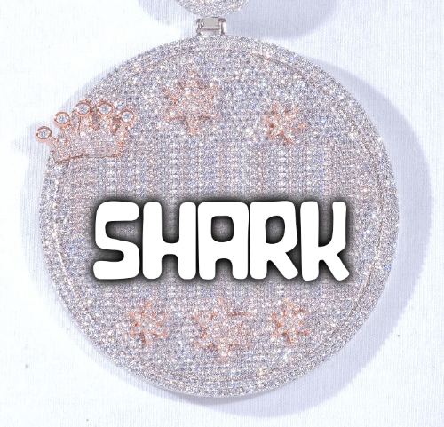 CUSTOM LETTER NECKLACE 3D BIG CROWN DISC