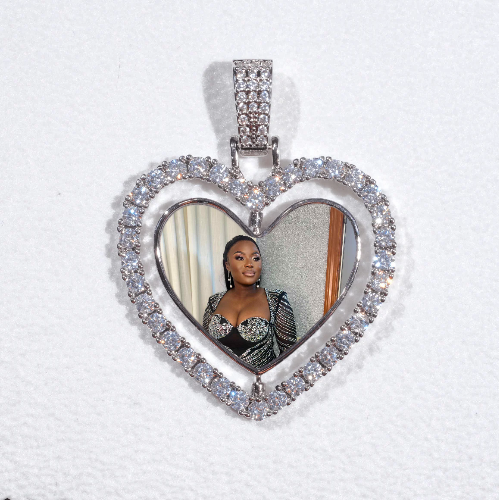 3D Spinning 2-Faced Heart Custom Picture Pendant