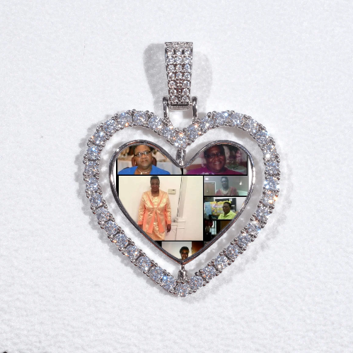 3D Spinning 2-Faced Heart Custom Picture Pendant